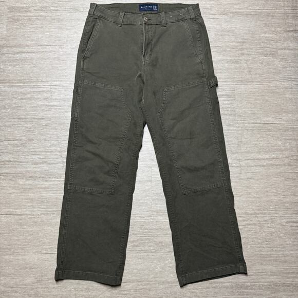 Abercrombie Fitch Mens Baggy Workwear Double Knee Carpenter Pants 31x30 Green - Picture 1 of 8